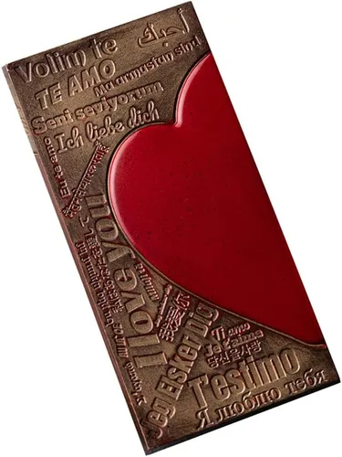Vista 6 de CM 3844 Louis Amado - Molde de policarbonato transparente para chocolate con 3 cavidades rectangulares para tabletas con mensaje de corazón, 2.756