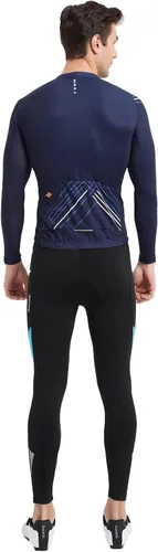 Vista 48 de Santic - Camiseta de ciclismo para hombre, manga larga, reflejante, cremallera completa, con bolsillos