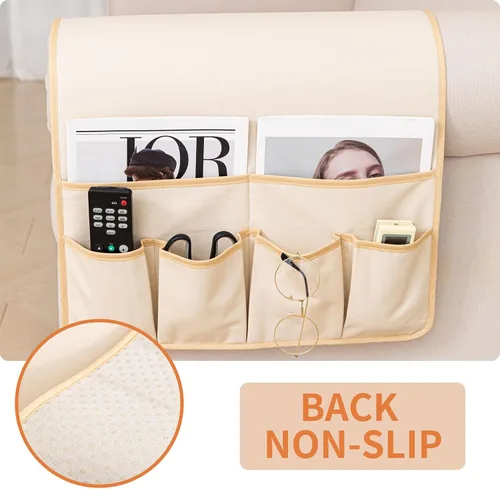 Vista 3 de HAOMAIJIA Organizador antideslizante de reposabrazos para sofá, organizador de almacenamiento lateral para sillón y mesita de noche, para sofá
