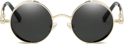 Vista 2 de Dollger Gafas de sol vintage Steampunk retro con marco circular redondo de metal