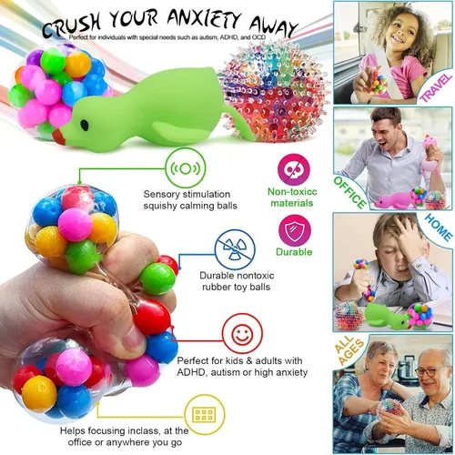 Vista 6 de 34 Piezas Juguetes Fidget, Juguetes Sensoriales Fidget para Alivio del Estrés para Niños Adultos Niños Niñas TDAH TOC Ansiedad Autismo, Premios Caja
