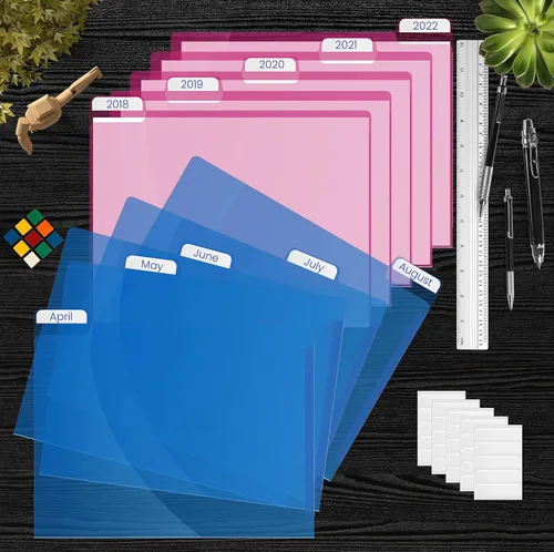 Vista 5 de Better Office Products Poly Project - Bolsillos para documentos, paquete de 25, pestañas de corte de 1/5, fundas de plástico para papel