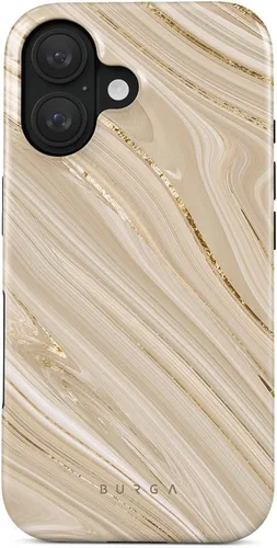 Vista 19 de BURGA-Funda p/teléfono compatible c/iPhone 14 Plus, carcasa rígida híbrida de 2 capas + Funda protectora de silicona, almendras latte a lunares