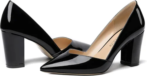 Vista 6 de MODENCOCO Zapatos de tacón alto con puntera puntiaguda para mujer, de 3.5 pulgadas