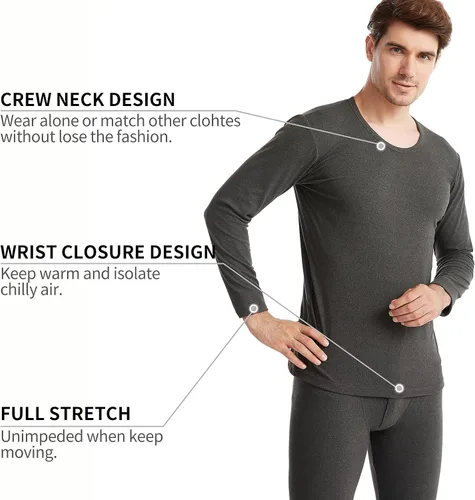 Vista 3 de Conjunto de ropa interior térmica para hombre, ropa interior larga para hombre, capa base, parte superior e inferior, ultra suave, regalos