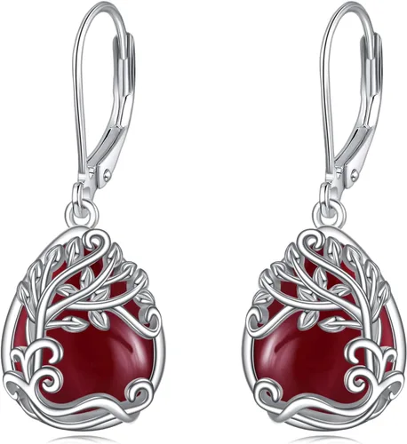 Vista 183 de Aretes colgantes con forma de lágrima de filigrana de piedra lunar de plata de ley 925 con cierre de palanca para mujer, regalos de joyería