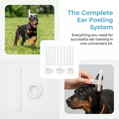 Vista 7 de POPETPOP - Kit de 10 varillas de espuma para orejas de perro, con 3 rollos de cintas adhesivas, accesorios de apoyo para cachorros, soporte de pie