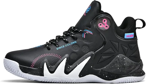 Vista 2 de DAYUMKOU Tenis de baloncesto para correr para hombre con parte superior alta, antideslizantes, para exteriores, acolchados, zapatos de entrenamiento