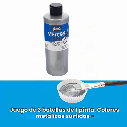 Vista 8 de Conjunto de témperas Sax 1440731 Versatemp, botellas de una pinta, colores metálicos surtidos (pack de 3)