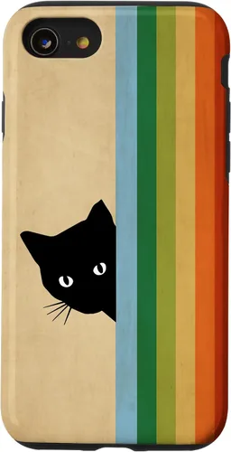 Vista 18 de Black Kitty Cat - Retro Vintage Rainbow Phone Case for iPhone 17