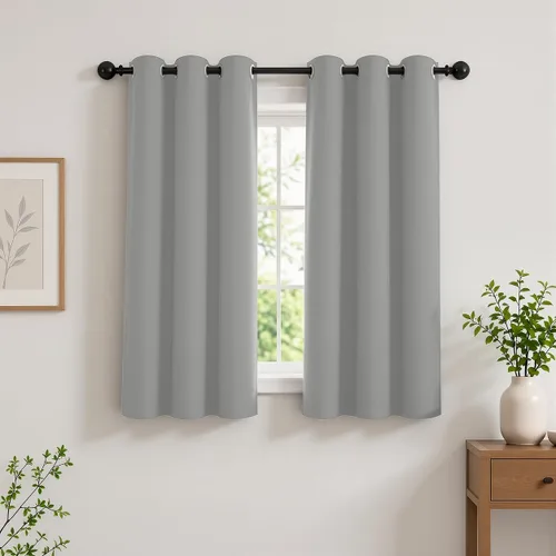 Vista 83 de Cortinas de oscurecimiento de habitación de 45 pulgadas de largo para dormitorio y sala de estar, cortinas térmicas aislantes con ojales