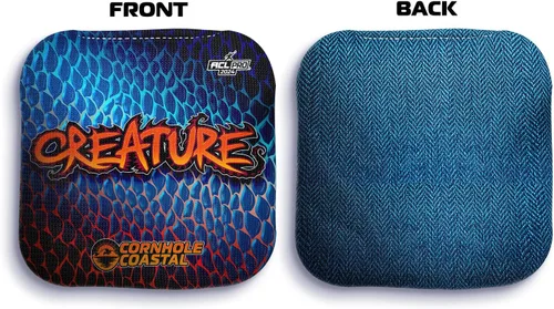 Vista 2 de Juego de 4 bolsas de maíz profesionales reguladoras para juegos de lanzamiento de cornhole, para todos los niveles de habilidad (criatura)