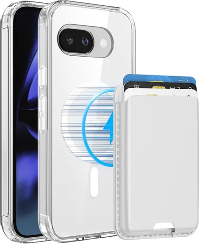 Vista 24 de Funda magnética para Google Pixel 9A con soporte para tarjetas, funda magnética desmontable, [compatible con MagSafe] a prueba de golpes con ranura