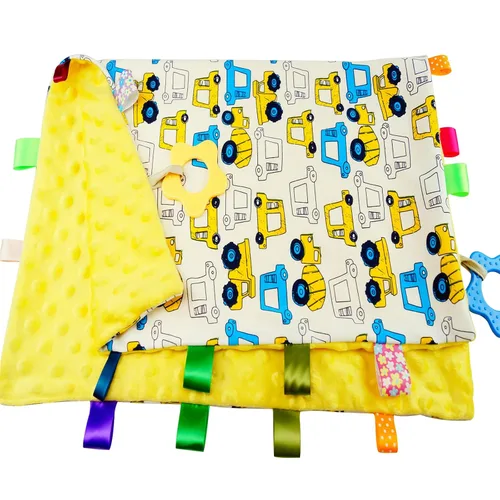 Vista 10 de Loveys Minky Dot - Manta de seguridad con características sensoriales Taggy, manta de felpa suave y relajante para bebés de 3 a 12 meses, 10 x 10