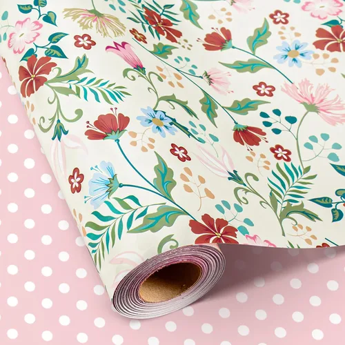 Vista 8 de Merture Rollo de Papel de Regalo con Rosas de Acuarela - 17 Pulgadas x 32.8 Pies (46.5 pies cuadrados) Papel de Regalo Floral de Papel Aluminio