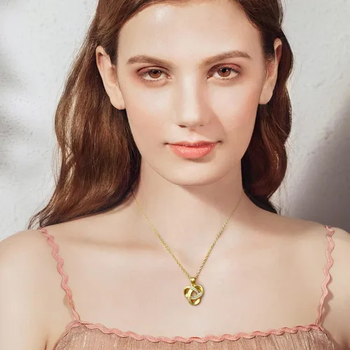 Vista 3 de Alsanix Collar de nudo de amor, collar de plata de ley con dije de nudo de amor, collar infinito de nudo de amor para mujer
