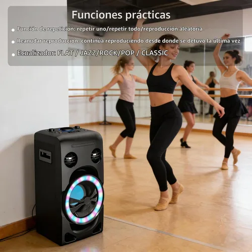 Vista 4 de Sistema estéreo para el hogar de 100 W con reproductor de CD, radio FM, Bluetooth, entrada AUX/USB, función de karaoke, conector para auriculares