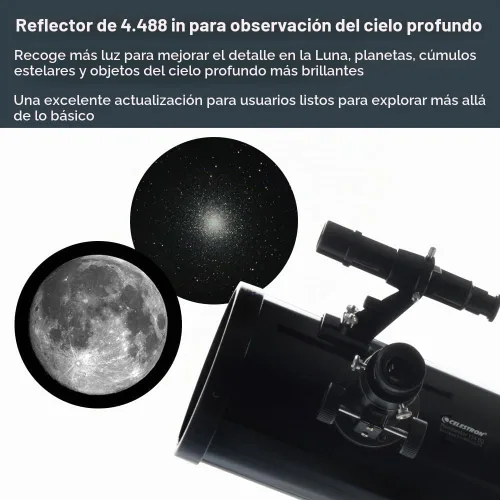 Vista 5 de Celestron - Telescopio PowerSeeker 114EQ - Telescopio ecuatorial alemán manual para principiantes - Compacto y portátil - Paquete de software