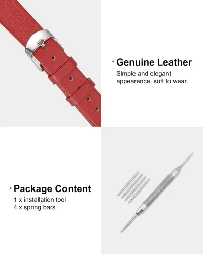 Vista 3 de uxcell Correa de cuero genuino de varios tamaños, correa de reloj de cuero fina y elegante plana para hombres y mujeres