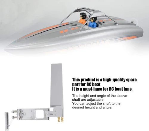 Vista 5 de Timón para barco Rc, piezas de repuesto ajustables para barco Rc, manga de eje autolubricante plateada DIY para barco RC