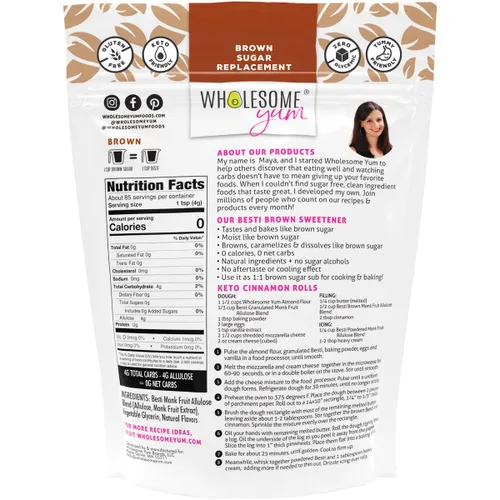 Vista 2 de Wholesome Yum Besti Sustituto Natural de Azúcar Moreno - Mezcla Edulcorante de Fruta del Monje Marrón Keto con Alulosa (Sin Eritritol) - Sin OMG