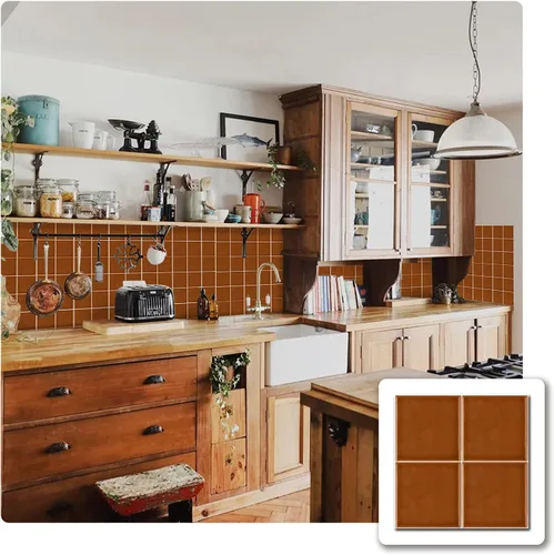Vista 11 de Alwayspon Adhesivo de vinilo brillante de ladrillo de Provenza, autoadhesivo para azulejos de pared de transferencia de salpicaduras para cocina