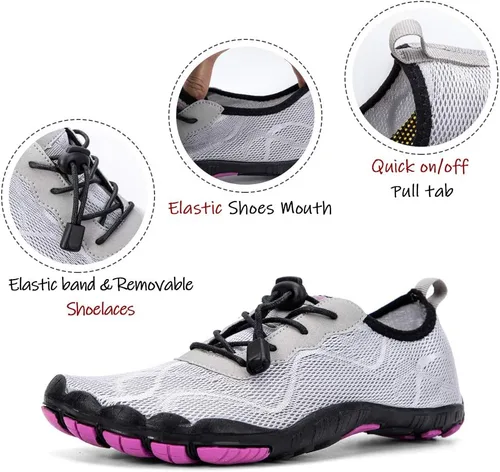 Vista 4 de HIITAVE - Zapatos de agua minimalistas para mujer, de secado rápido, para hacer natación, bucear, surfear, hacer deportes acuáticos, ir a