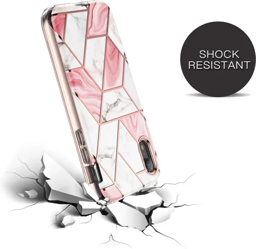 Vista 5 de Asuwish Funda de teléfono para iPhone XR 6.1 con protector de pantalla híbrida de lujo, lindo mármol, a prueba de golpes, cuerpo completo, duro