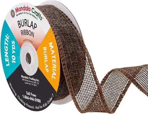 Vista 54 de Mandala Crafts Cinta de arpillera negra de 1.5 pulgadas de ancho para manualidades, rollo de 20 yardas de cinta rústica de arpillera para coronas