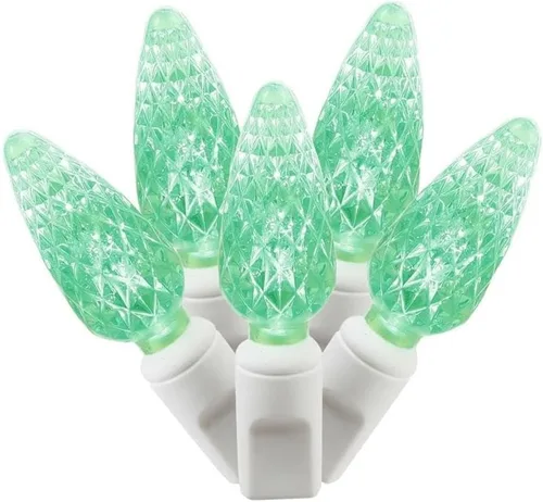 Vista 4 de Vickerman X4W8105PBG - Juego de 100 luces LED C6 EC con cable blanco, 4 pulgadas x 34 pies, color blanco frío