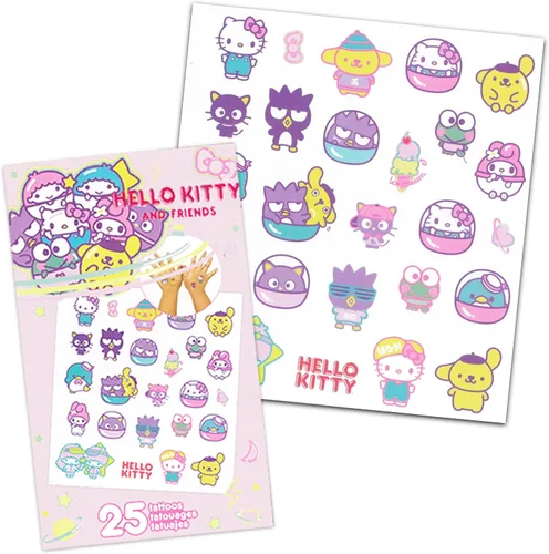 Vista 4 de Hello Kitty and Friends Keroppi - Juego de mochila de peluche de 14 pulgadas con correas de transporte y tatuajes temporales, más Regalos de Hello