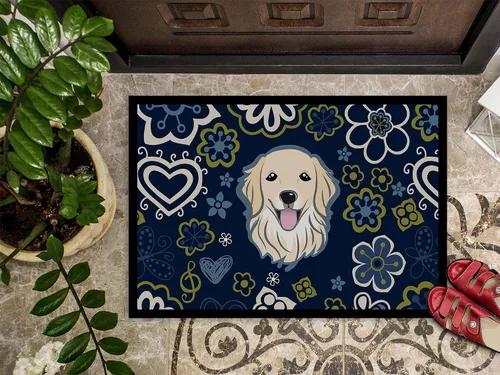 Vista 3 de Caroline's Treasures BB5056JMAT - Felpudo de 24 x 36 pulgadas, diseño de flores azules, para interiores y exteriores, para entrada, antideslizante
