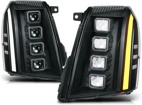 Vista 9 de PM PERFORMOTOR Switchback - Conjunto de faros delanteros LED con proyector cuadrado cuádruple Carcasa negra/esquina ámbar