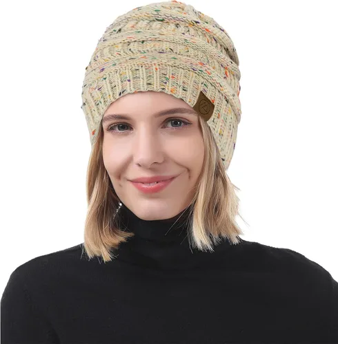 Vista 3 de American Trends Gorros de invierno para mujer, paquete de 4 gorros de punto grueso y holgado