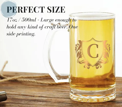 Vista 3 de Onebttl Regalos personalizados de cerveza para hombres amantes de la cerveza, taza de cerveza pesada de 17 onzas con asa para jefe como regalo