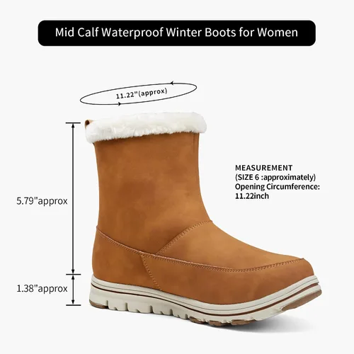 Vista 2 de Vepose Botines de nieve para mujer, impermeables, cortavientos, cálidos, para invierno