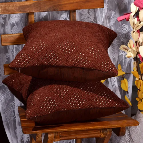 Vista 3 de Juego de 2 fundas de almohada marrones, fundas de almohada decorativas marrones de 18 x 18 pulgadas, fundas de almohada grandes para sofá, fundas