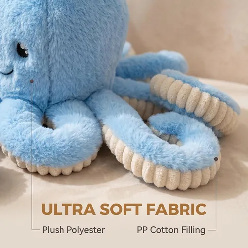 Vista 4 de My Super Star Animales de peluche de pulpo, juguetes de pulpo de peluche para niños, niñas, amigos, familia, regalo de cumpleaños y Navidad, Azul