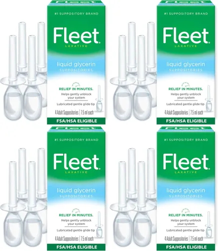 Vista 10 de Fleet Supositorios líquidos de glicerina para aliviar el estreñimiento, laxante rápido y eficaz sin estimulantes, 4 botellas por paquete, 0.3 fl oz