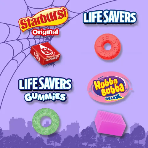 Vista 3 de Starburst, Life Savers, Hubba Bubba y Life Savers - Gomitas de caramelo de Halloween, mezcla surtida, masticables, de chicle de burbujas y caramelos