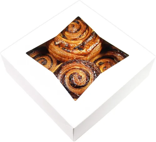 Vista 7 de BAKELUV Paquete de 100 cajas de panadería marrones de 8 x 8 x 2.5 pulgadas con ventana, cajas de galletas, pasteles, postres, golosinas, alimentos