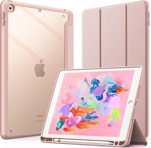 Vista 11 de JETech Funda para iPad de 9.7 pulgadas (6ª/5ª generación, 2018/2017) con soporte para lápices, carcasa trasera transparente transparente y delgada