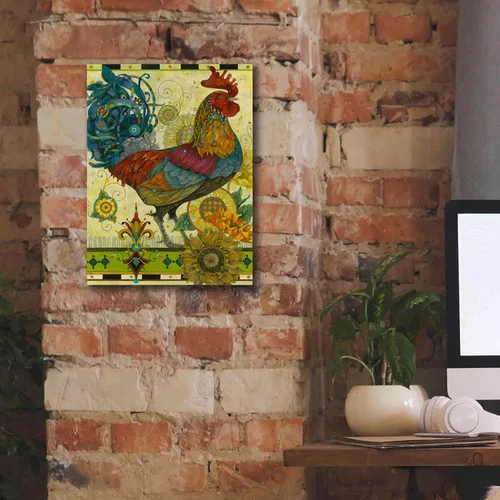 Vista 5 de Epic Graffiti 'Rooster' by David Galchutt, Canvas Wall Art, 12"x16
