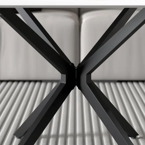 Vista 6 de GOLDFAN Mesa de centro rectangular de mármol blanco, moderna, de 40 pulgadas, con patas de metal negro, elegante mesa central para sala de estar