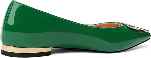 Vista 3 de Zapatos planos con punta cuadrada y hebilla de metal dorado para mujer