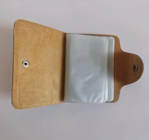 Vista 4 de YaJaMa Cartera para tarjetas de crédito, pequeña, de piel auténtica, 26 ranuras, para tarjetas, organizador para mujeres y hombres, Naranja, Cartera