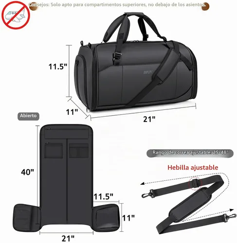 Vista 7 de Bolsa de ropa convertible para viajes, mochila 4 en 1 para mujeres y A-Negro