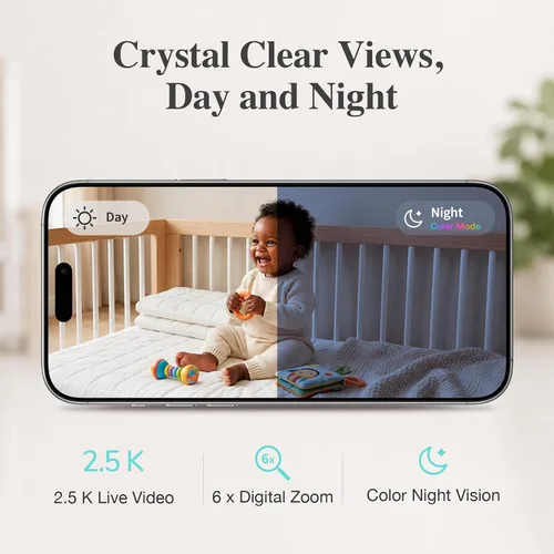 Vista 4 de Sense-U Monitor inteligente para bebés, cámara interior de 2.5K