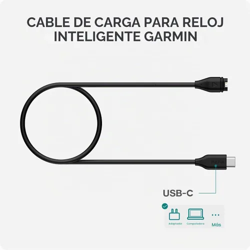Vista 2 de TUSITA Cable de carga/datos de enchufe USB-C compatible con Garmin Watch, 1M, paquete de 2
