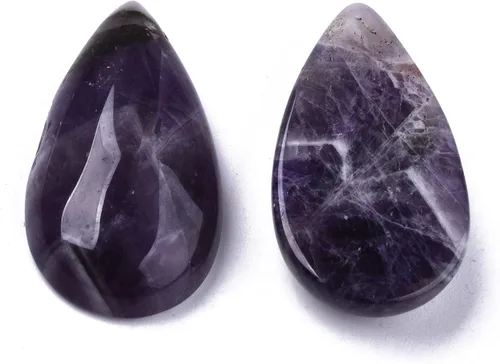 Vista 2 de Beadthoven - 10 cuentas de piedra natural con forma de lágrima natural, gota de agua de amatista, sin agujero, cuentas de piedra de cristal curativo